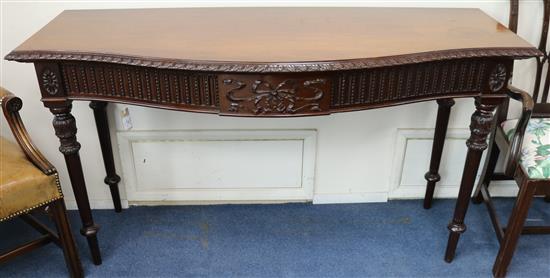 An 18th century style mahogany console table, W.154cm